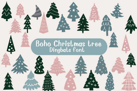 Boho Christmas Tree Font for Festive Handmade Creations