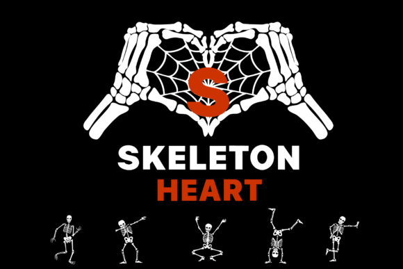 Skeleton Heart Monogram: A Spooky Display Font for Halloween Web Design
